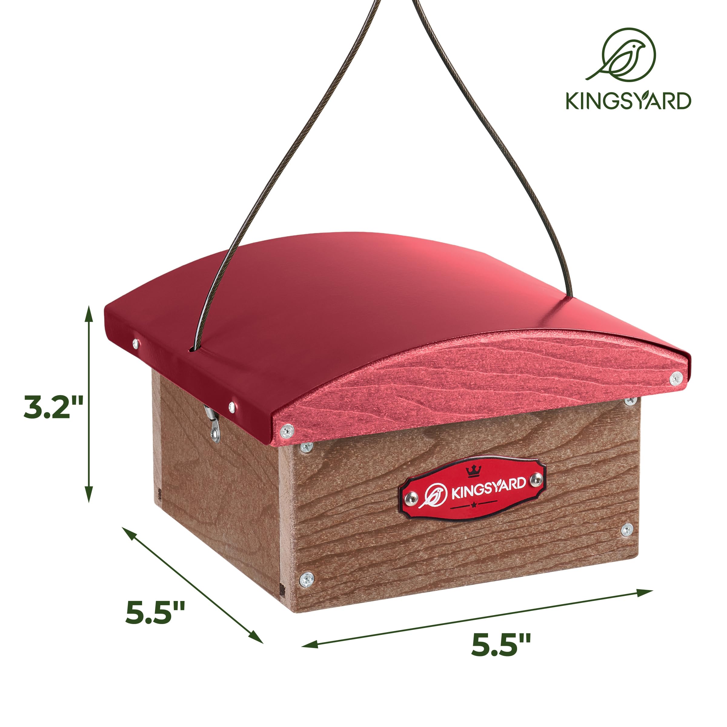 Kingsyard Upside Down Double Suet Feeder with Metal Weatherproof Roof, Recycled Plastic Bird Feeder for Outdoors Hanging