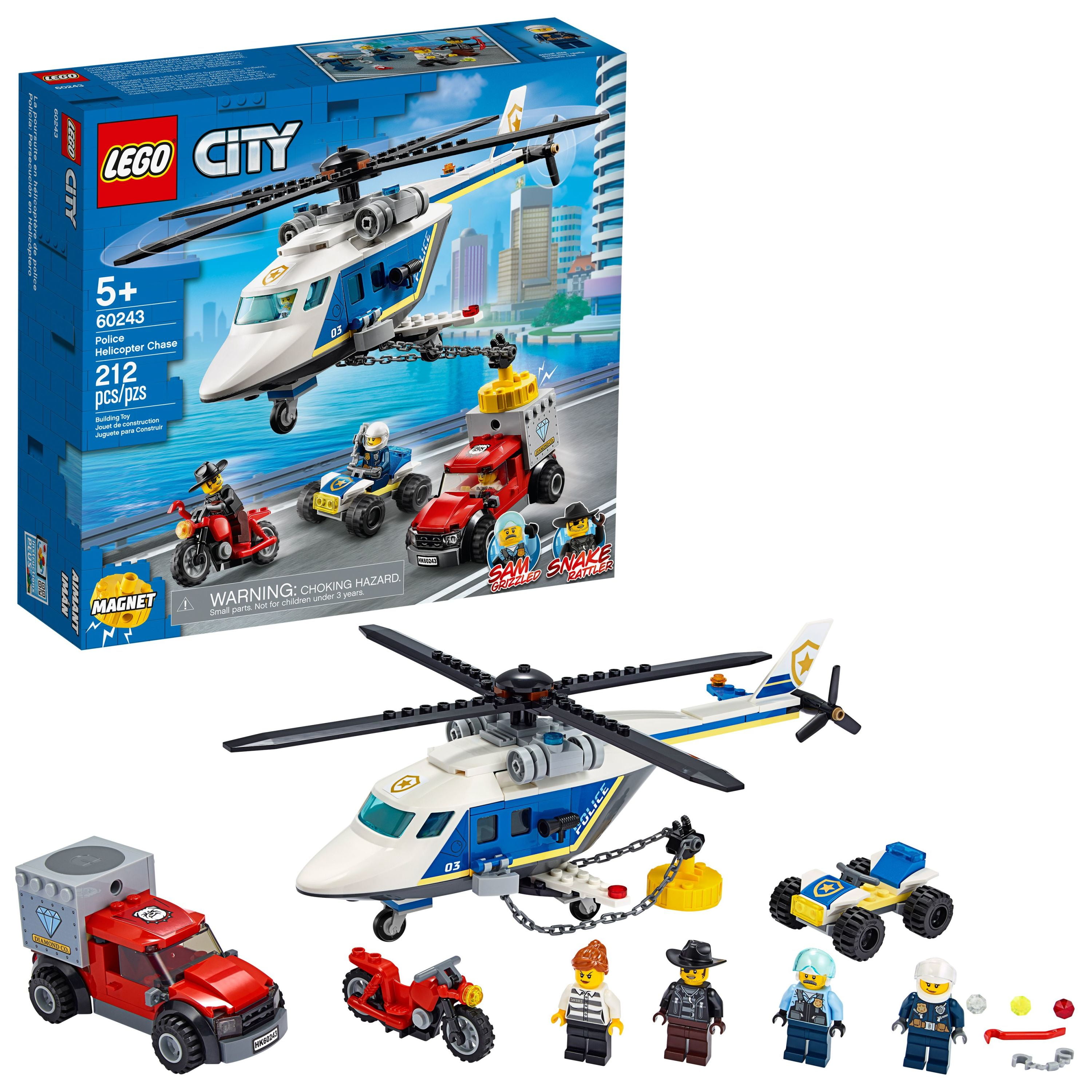 LEGO City Police Helicopter Chase 60243 Building Set w/ Toy Police ATV, Helicopter, Motorbike and Getaway Truck $19.35 M