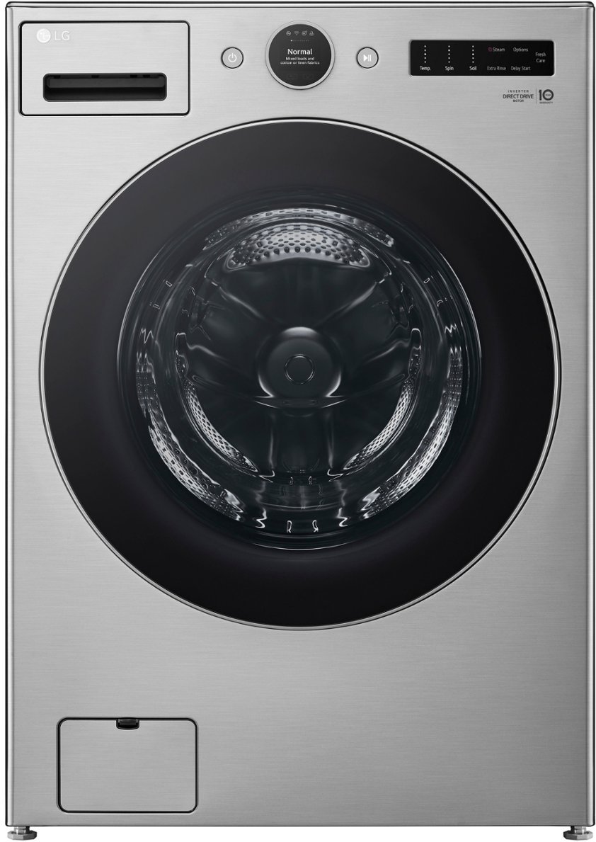 LG - 4.5 Cu. Ft. High-Efficiency Stackable Smart Front Load Washer with Steam and and ezDispense - Graphite Steel $949.9