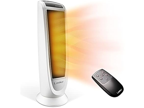 Lasko 5165 Oscillating Digital Tower Ceramic Space Heater w/ Overheat Protection, Timer Remote Control White $38 Free Sh
