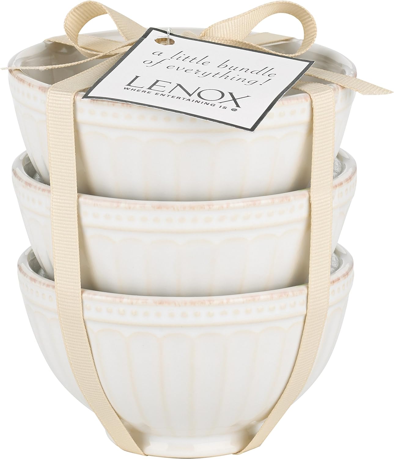 Lenox 858037 French Perle Groove Bowls Set of 3 , Mini, White $9.46