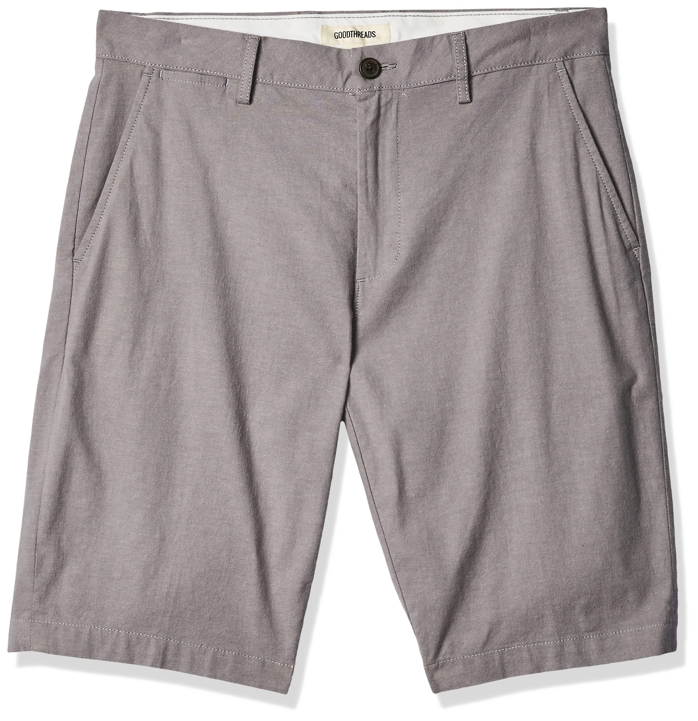 Lightning Deal Amazon Essentials Mens Slim-Fit 11 Lightweight Comfort Stretch Oxford Short Metallic Silver $10 Free Ship