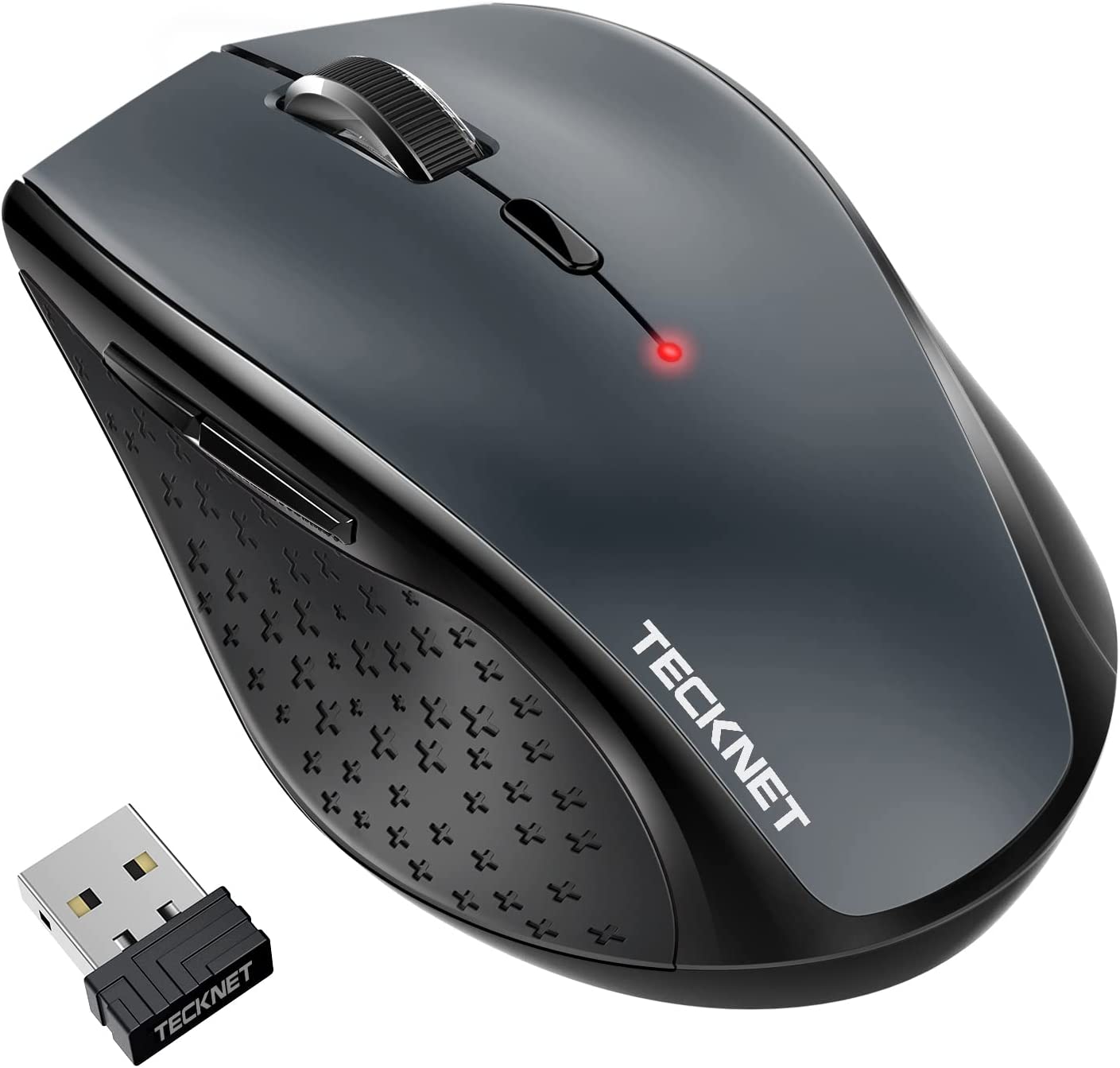 Lightning Deal TECKNET 3200 DIP 6-Buttons Ergonomic Wireless Optical Mouse Grey $5 Free Shipping w/ Prime or on $25