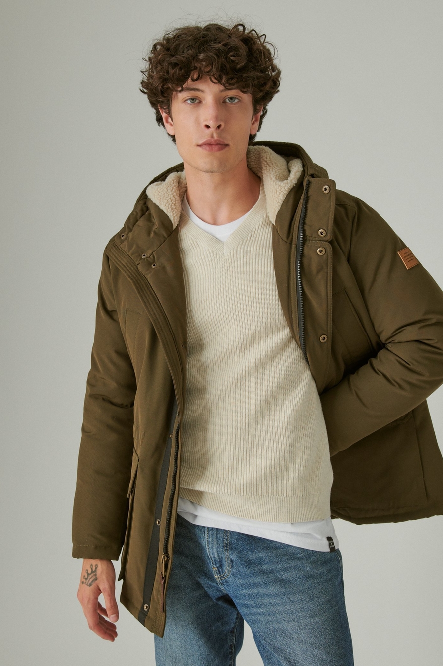 Lucky Brand Mens Faux Sherling Lined Parka Olive $35 Free Shipping on $85