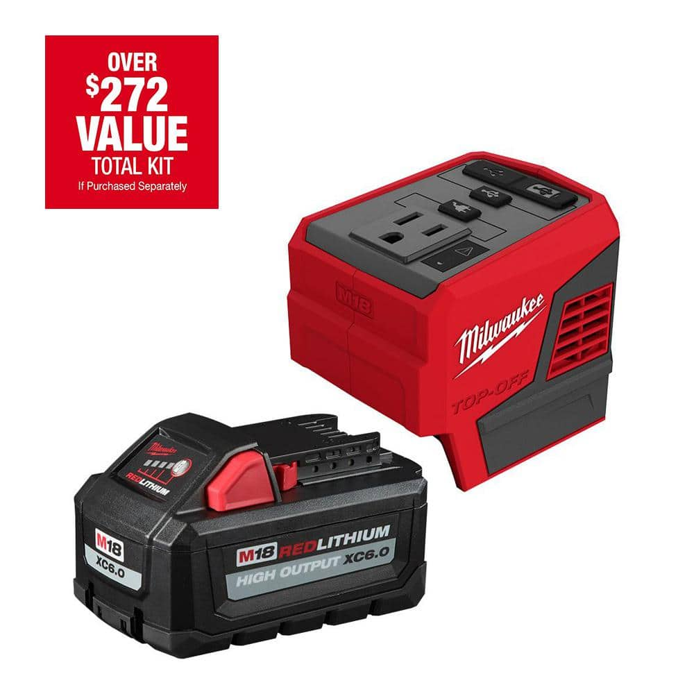 M18 18-Volt 175-Watt Lithium-Ion Powered Compact Inverter with 6.0 Ah Battery $140