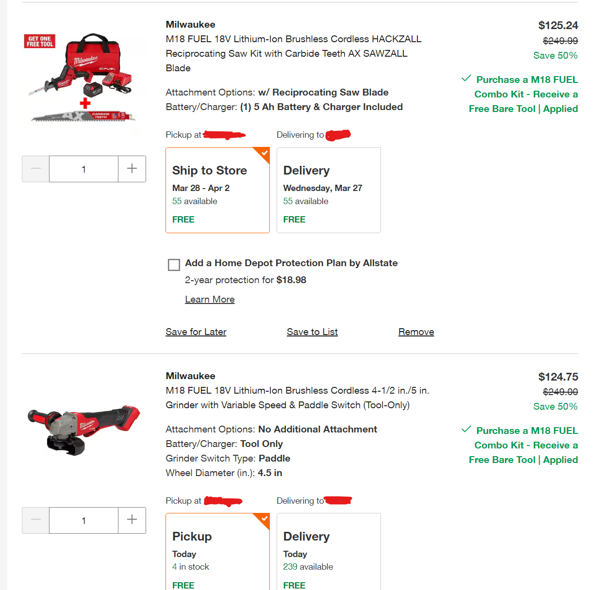 M18 FUEL 18V HACKZALL Reciprocating Saw Kit with Carbide Teeth AX SAWZALL Blade, and 5.0 battery and charger hacked $125