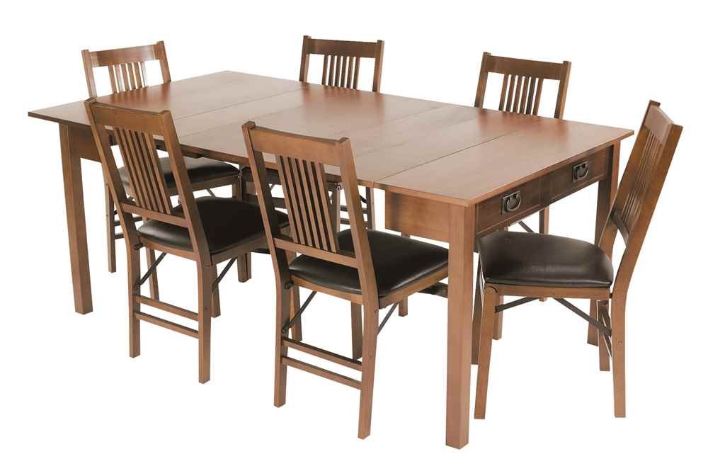 MECO Stakmore Traditional Expanding Table, Fruitwood Frame, 20 in x 40 in x 30.3 in $220.74