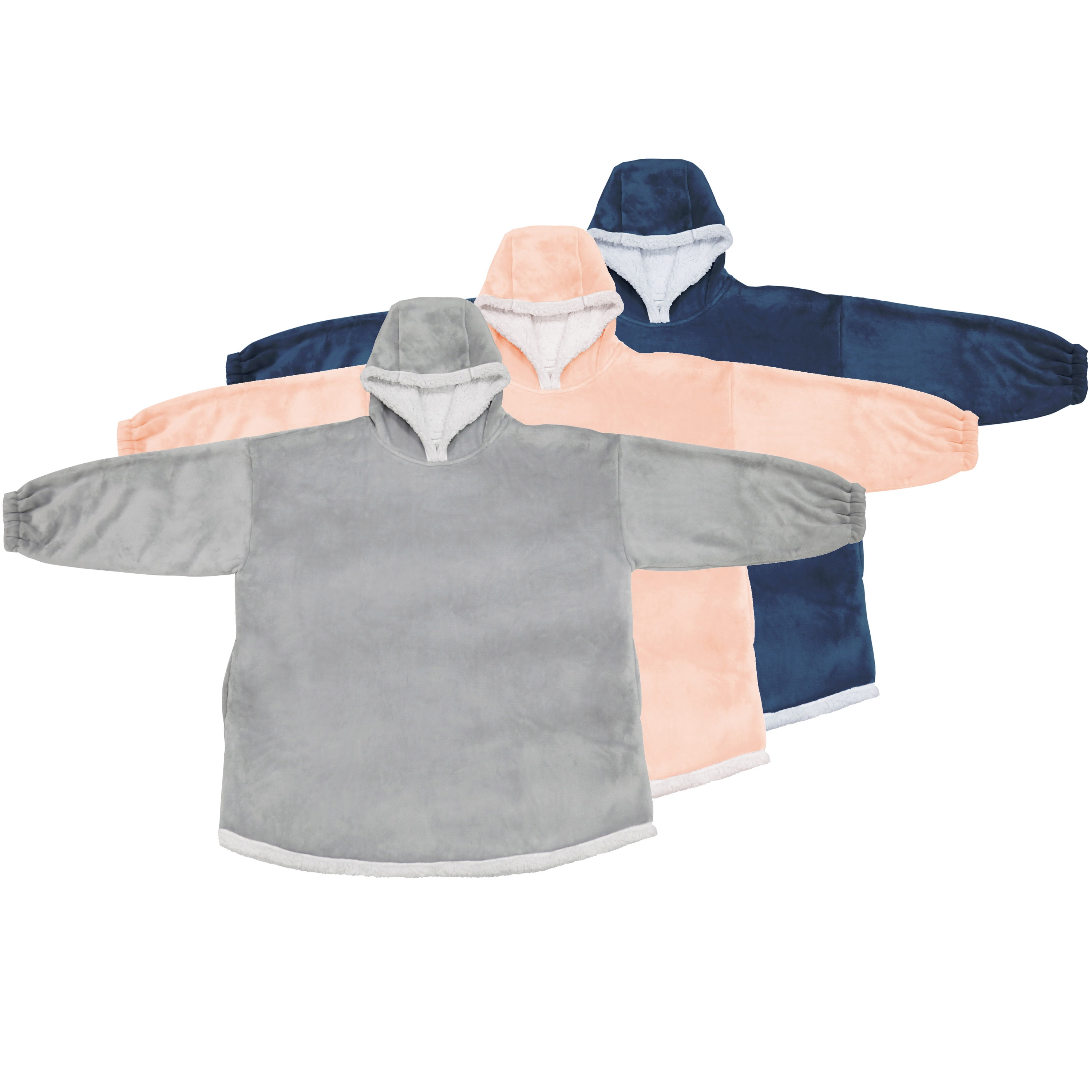 Mainstays Mens, Womens Kids Wearable Sherpa Hoodie Throw Blanket Pink or Blue $12.98 Free S H w/ Walmart or $35