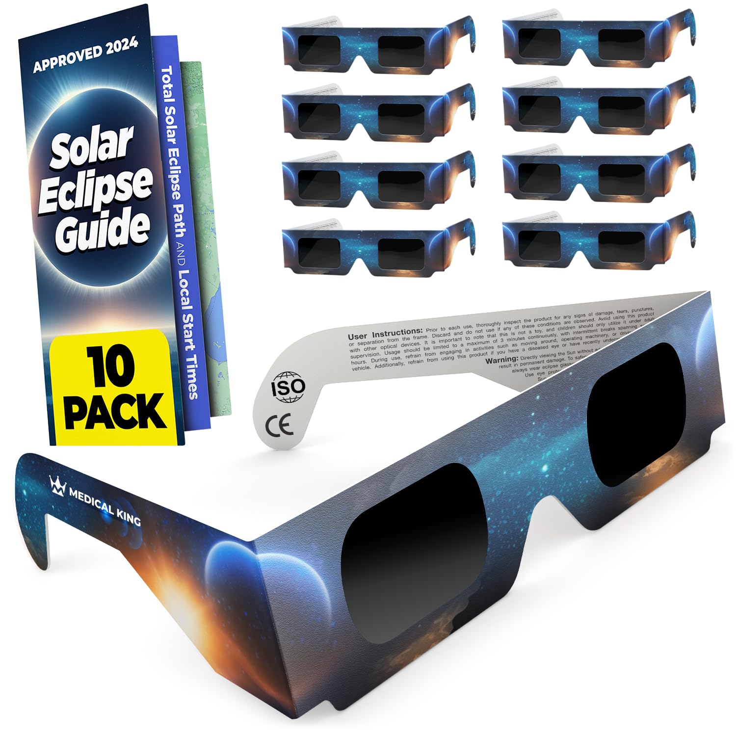 Medical king Solar Eclipse Glasses AAS Approved 2024 10 Pack - $6.99