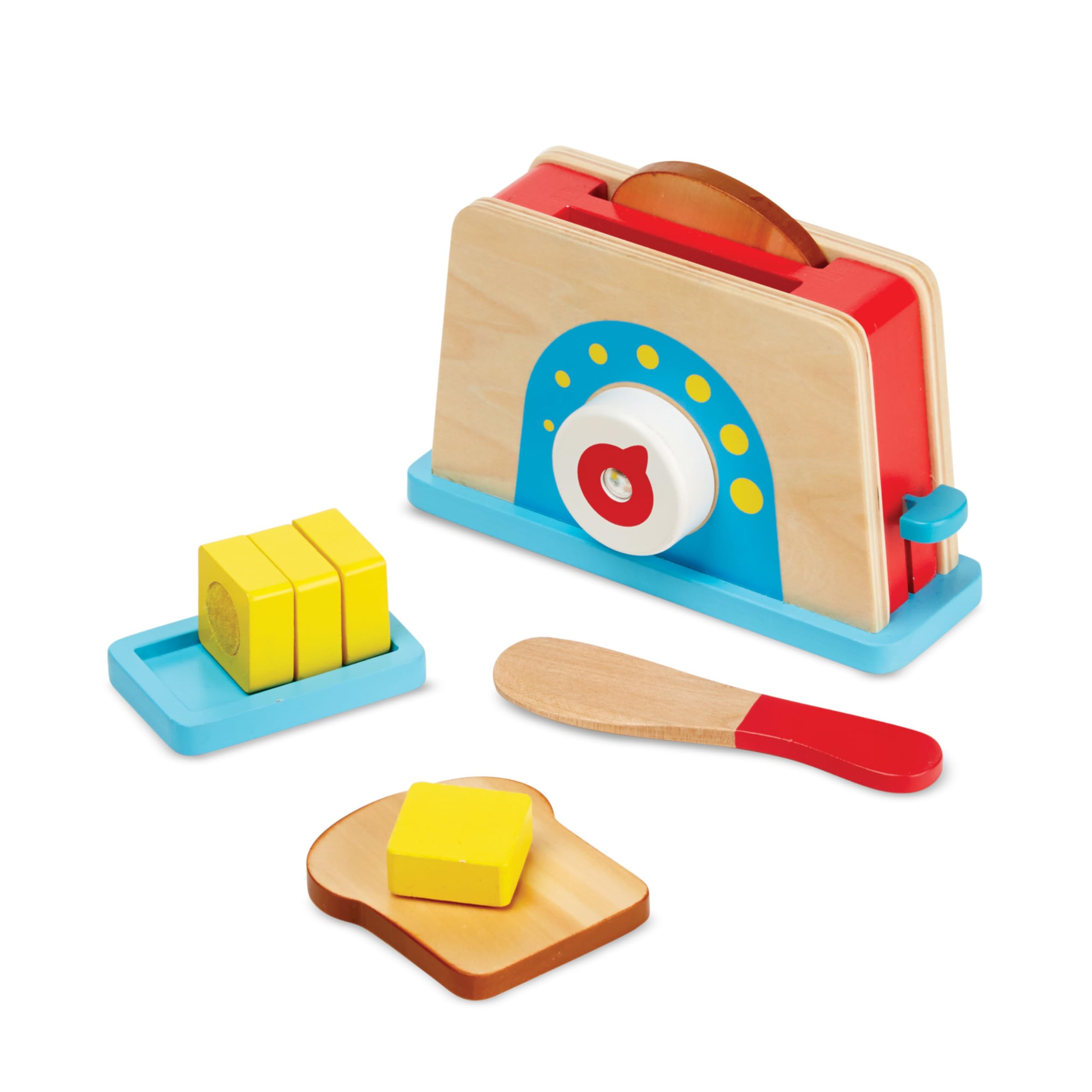 Melissa Doug Bread and Butter Toaster Set 9 pcs - Wooden Play Food and Kitchen Accessories $9.44 Free Shipping w/ Prime 