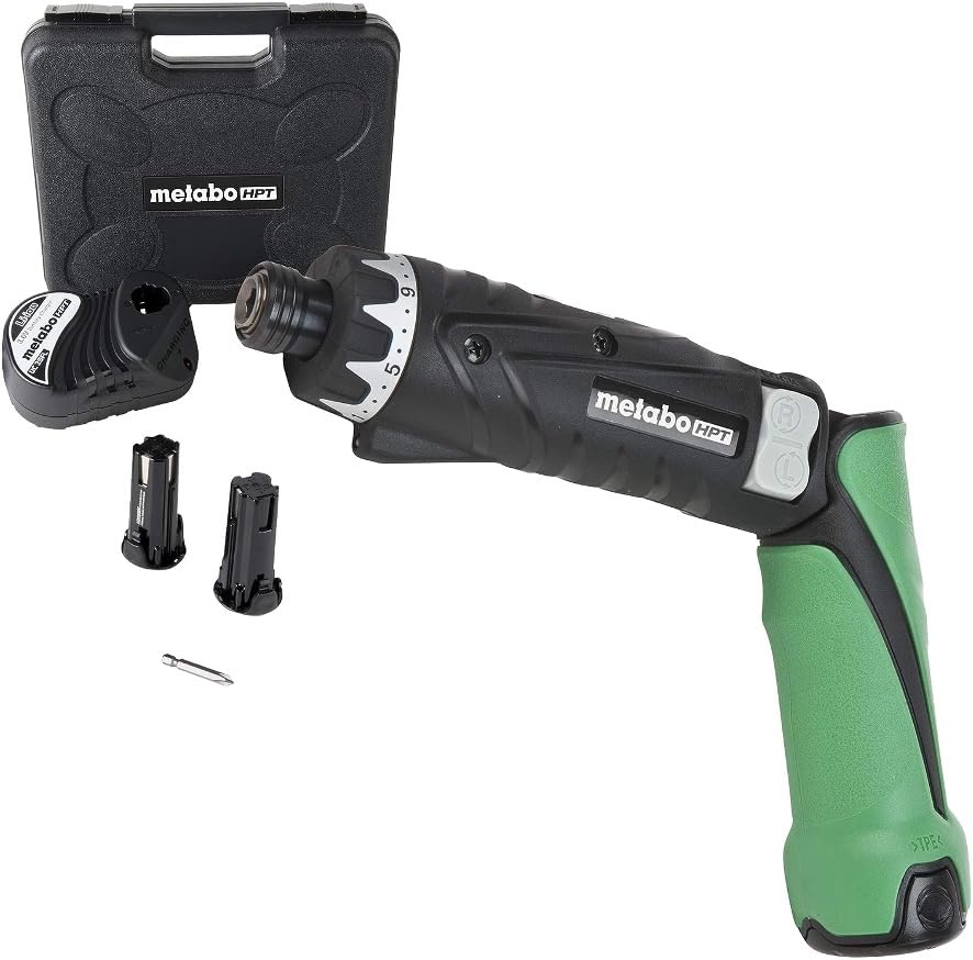 Metabo HPT 3.6V Cordless Screwdriver Kit 2 Lithium-Ion Batteries LED Light 21 Clutch Settings Lifetime Tool Warranty DB3