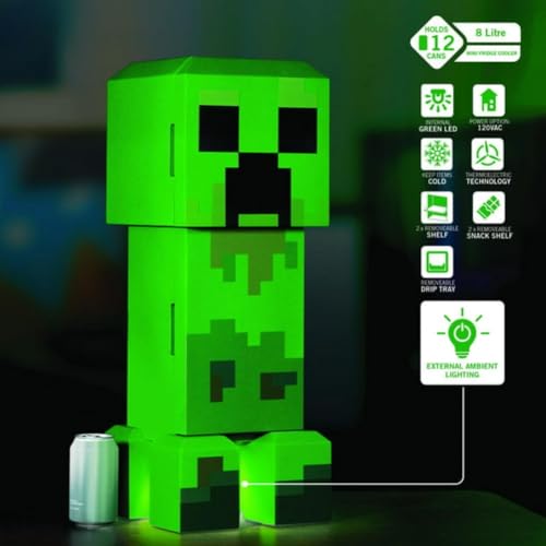 Minecraft Green Creeper Body 12-Can 8L 2-Door Mini Fridge w/ Ambient Lighting $29.98 Free S H w/ Walmart or $35