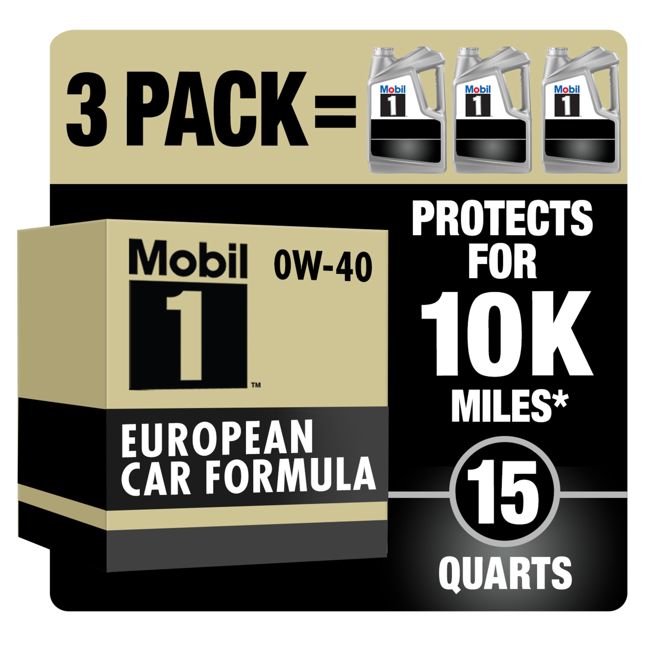 Mobil 1 FS European Car Formula Full Synthetic Motor Oil 0W-40 5 Quart Pack of 3 $63.88