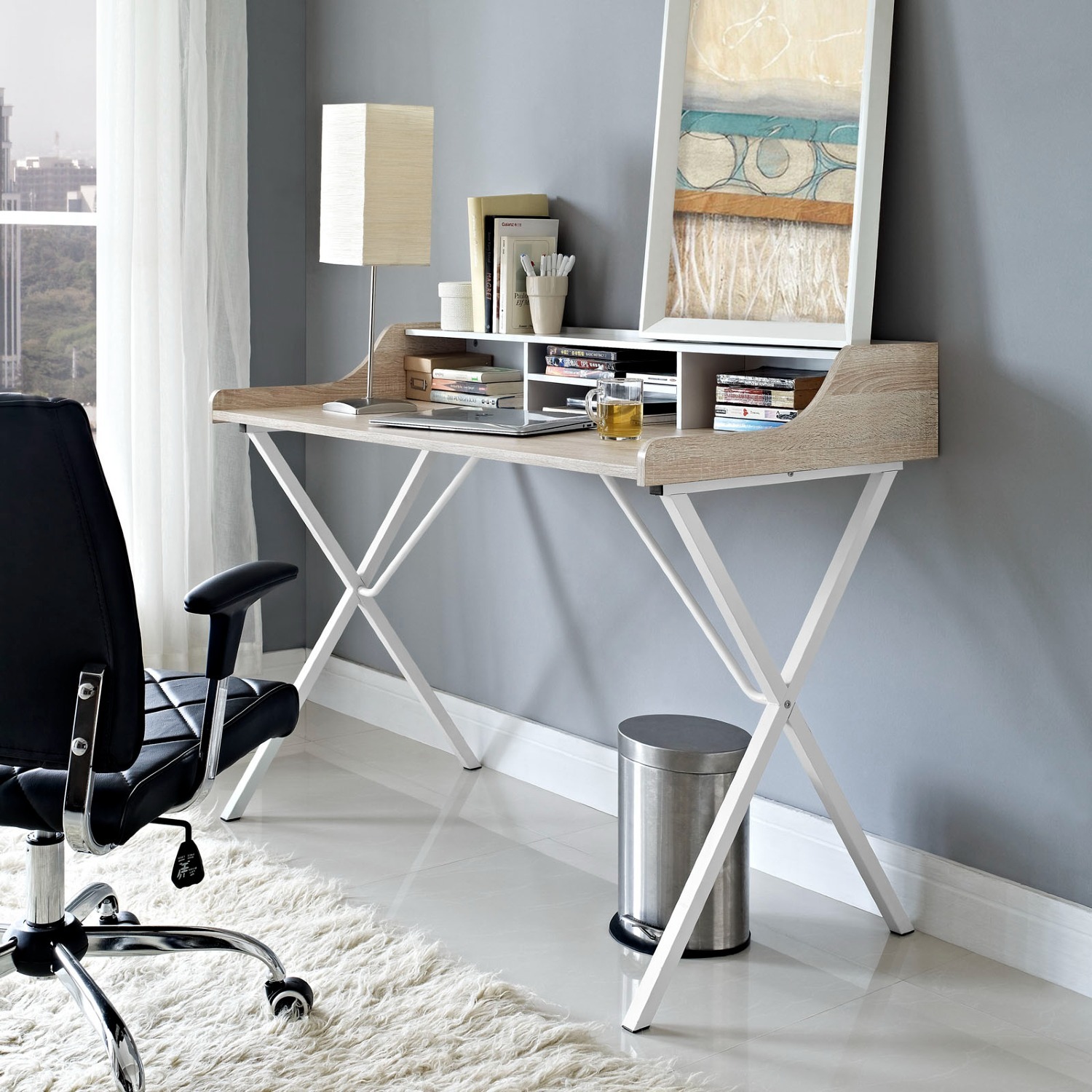Modway 47 Home Office Writing Desk w/ Storage White/Oak $39.99 Free Shipping