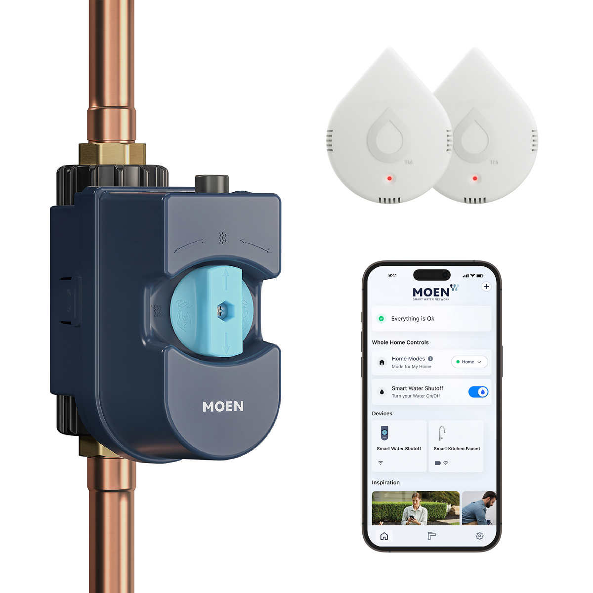 Moen Flo Smart Water Monitor Shutoff with 2 Smart Leak Detectors - $429.99