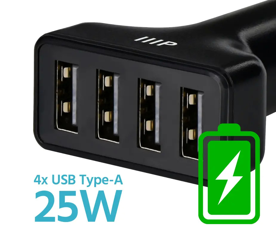 Monoprice 4-Port USB Car Charger $6.49 Free Shipping