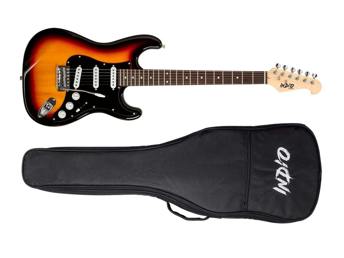Monoprice Cali Classic Electric Guitar - Sunburst, 6 Strings, Double-Cutaway Solid Body With Gig Bag Indio Series $65.99