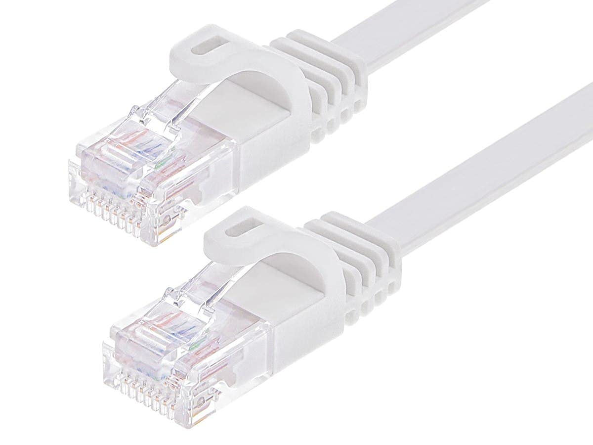 Monoprice Cat6 Ethernet Patch Cable - 50 Feet, RJ45, Stranded, 550Mhz, UTP, Pure Bare Copper Wire, 24AWG, White - Flexbo