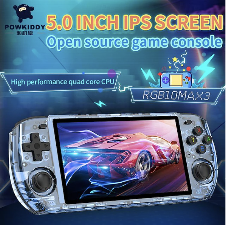 NEW Powkiddy RGB10MAX3 64GB 5 IPS, 4000 mAh Type-C, Wifi BT 2.4 Handheld Retro Game Emulator Console for $75 Shipped.