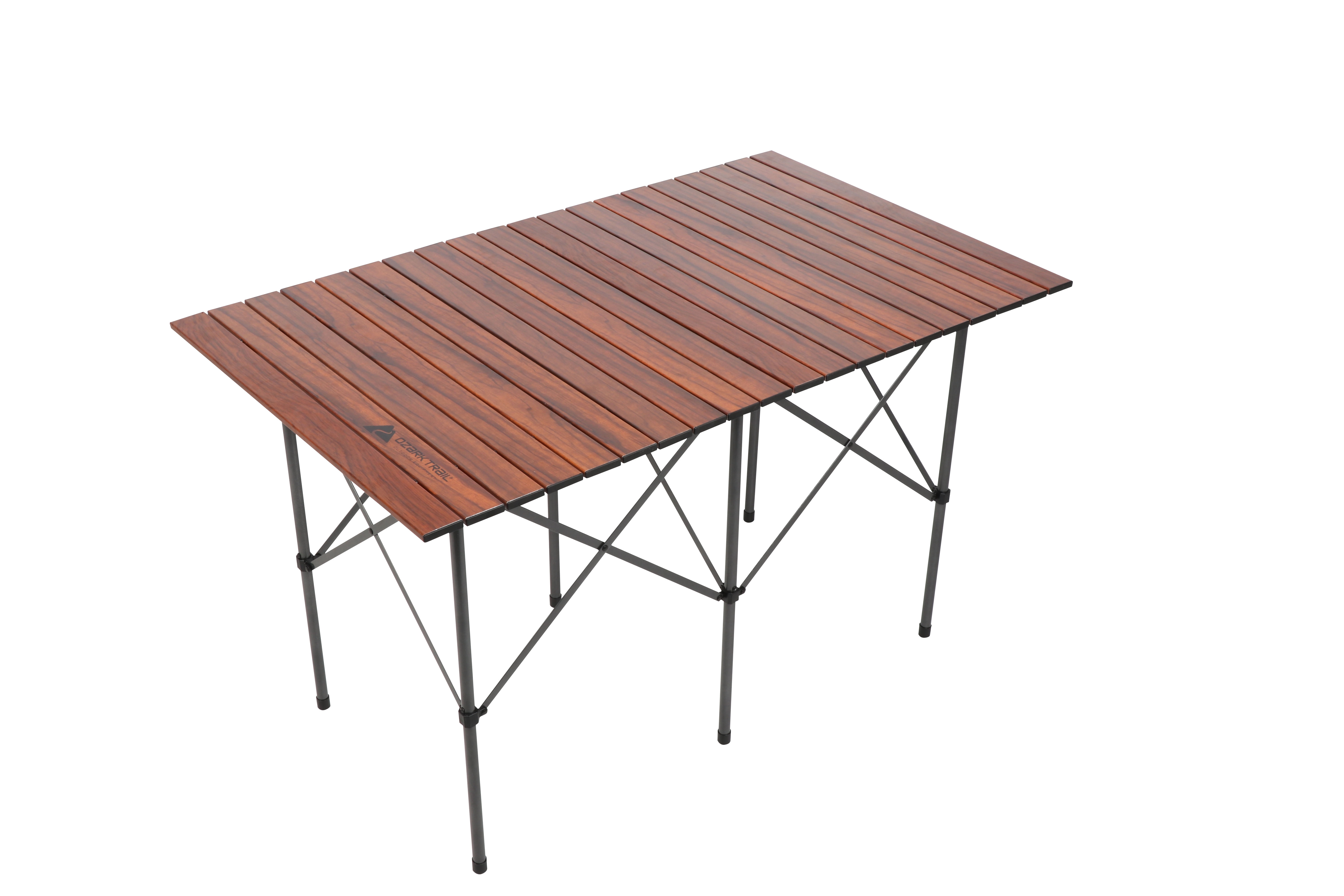 Ozark Trail Roll-Top Rectangular Aluminum Camping Table Brown or Gray $30 Free Shipping w/ Walmart or on $35