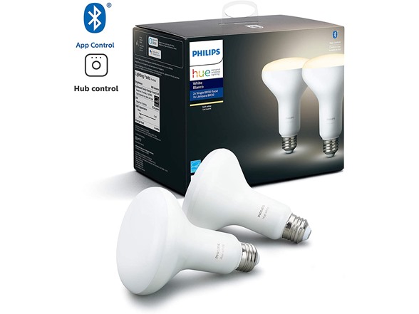 Pick Size Philips Hue White BR30 LED Smart Bulb, Bluetooth Zigbee Compatible Hue Hub Optional , for Recessed Cans and Do