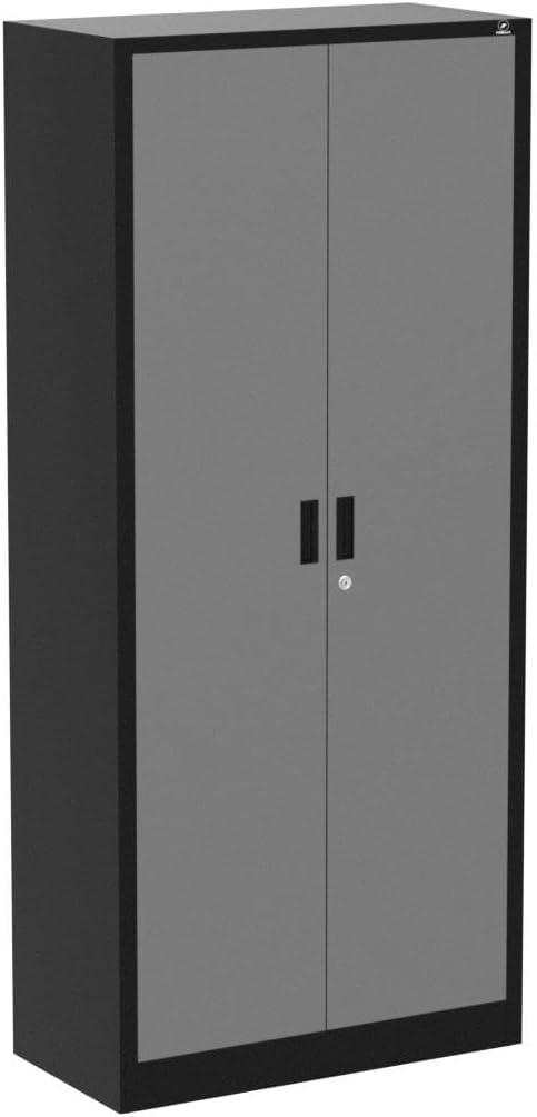 Pre-Order Amazon Lightning Deal 71 Fedmax Locking Metal Garage Storage Cabinet Black W/ Silver Doors $88.60 Free Shippin