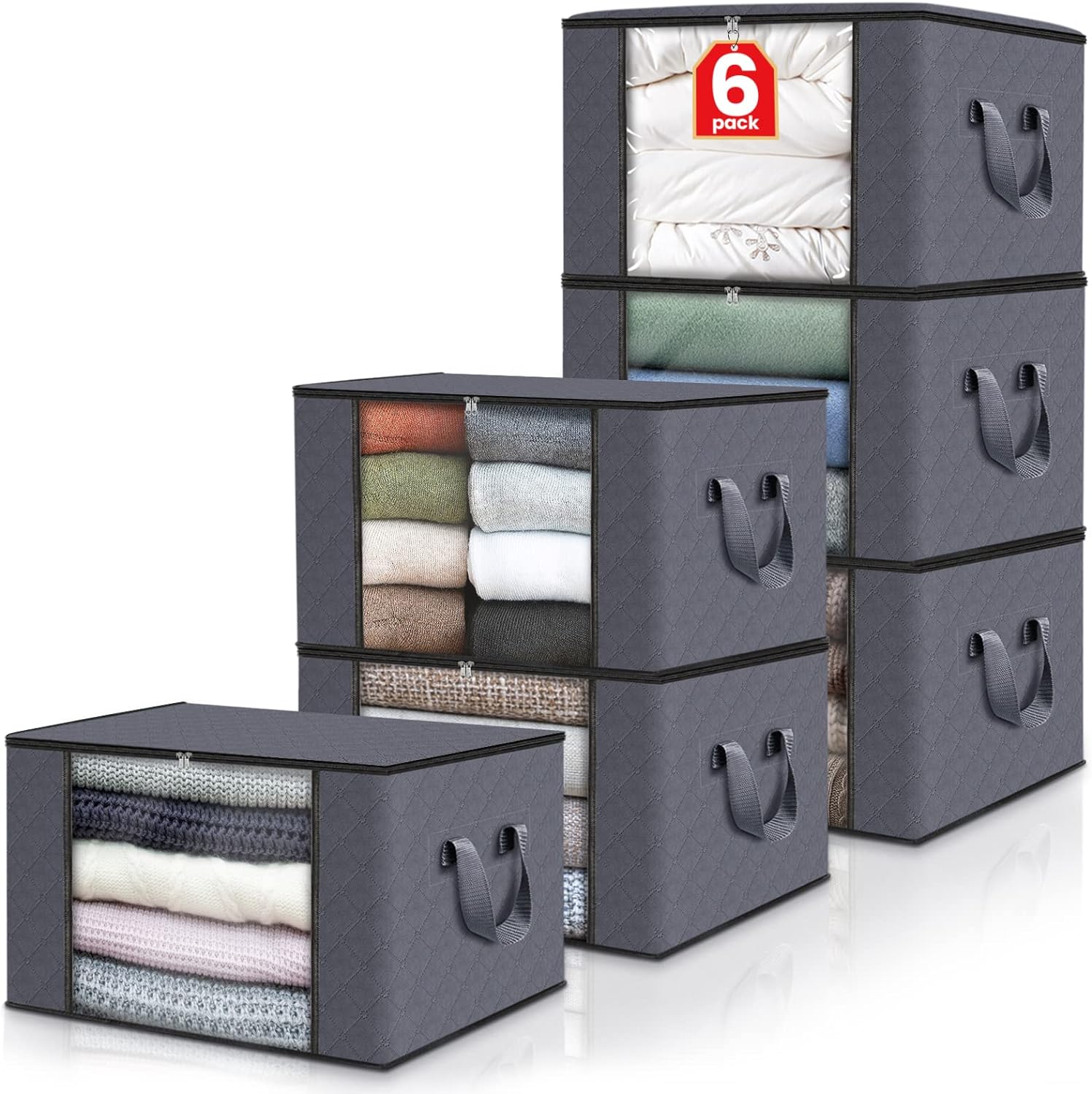 Prime Members 6-Pack Fab Totes 60L Foldable Clothes/Blanket Storage Bags $13 Free S/H