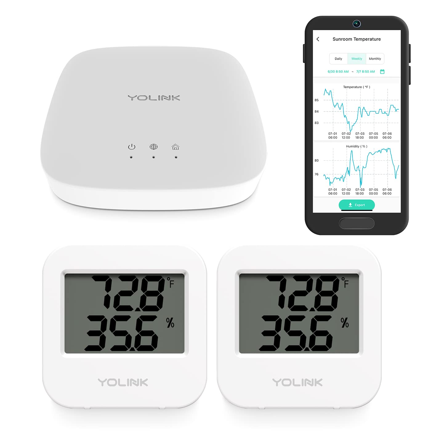 Prime Members YoLink Smart Thermometer Hygrometer Starter Kit with Hub and 2-Pack Sensors for $39.14