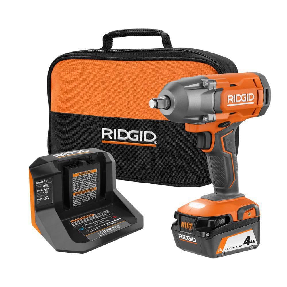 RIDGID 18V Cordless 1/2 Impact Wrench Kit with 4.0 Ah Battery Charger $129 Free Shipping
