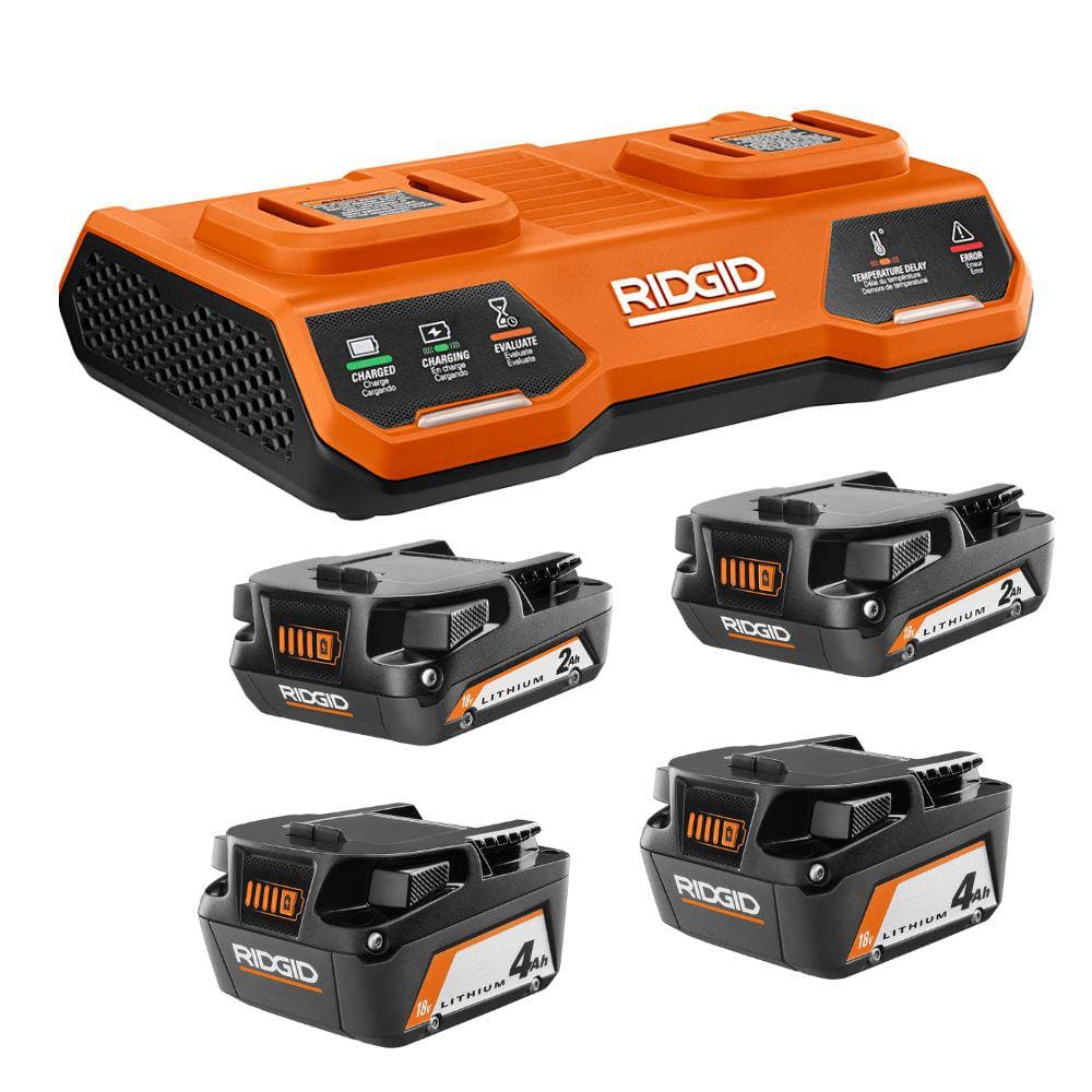 RIDGID 18V Dual Port Simultaneous Charger with 2 2.0 Ah Batteries 2 4.0 Ah Batteries $169 Free Shipping