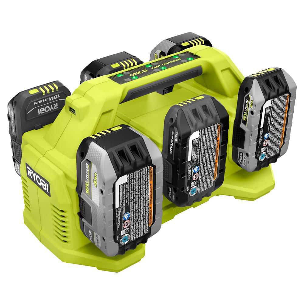 RYOBI ONE 18V Fast Charger with 6.0 Ah HIGH PERFORMANCE Battery 2-Pack PCG004-PBP2007 - $149