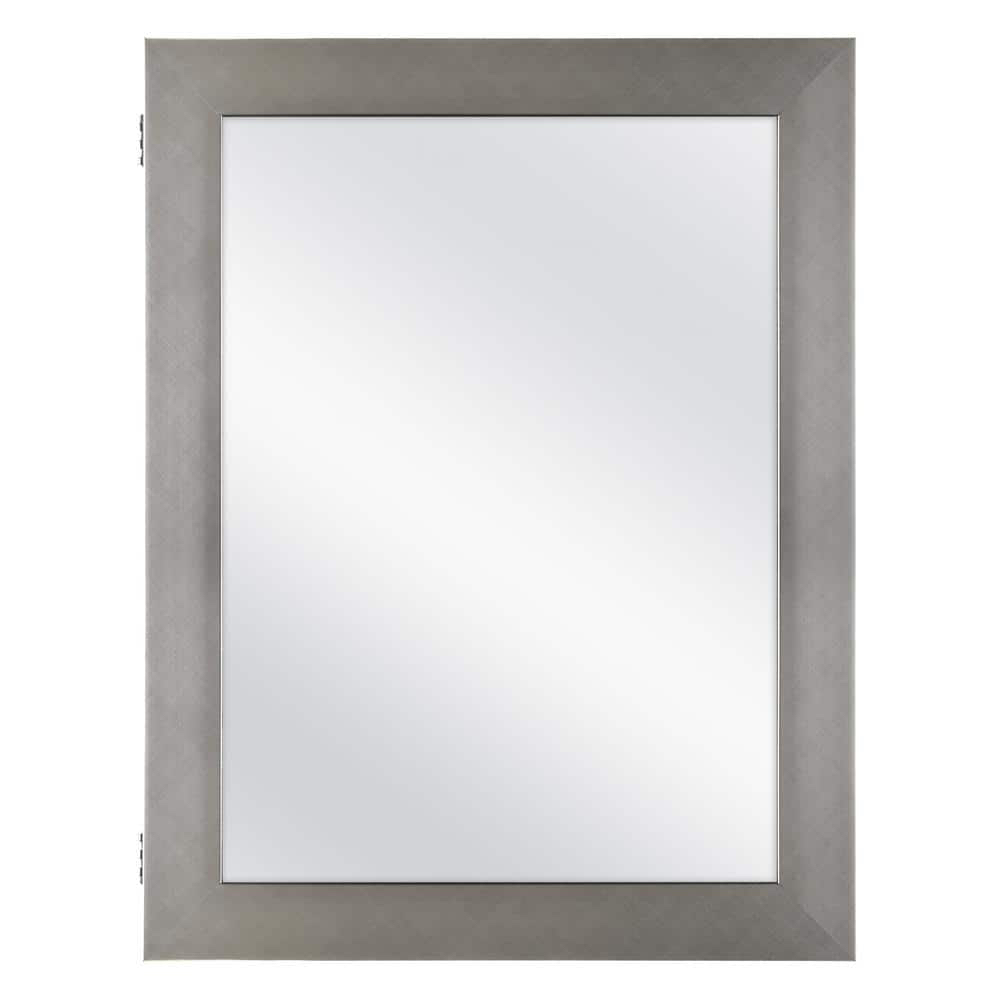Recessed or Surface Mount Framed Medicine Cabinet in Pewter with Mirror - $40 YMMV