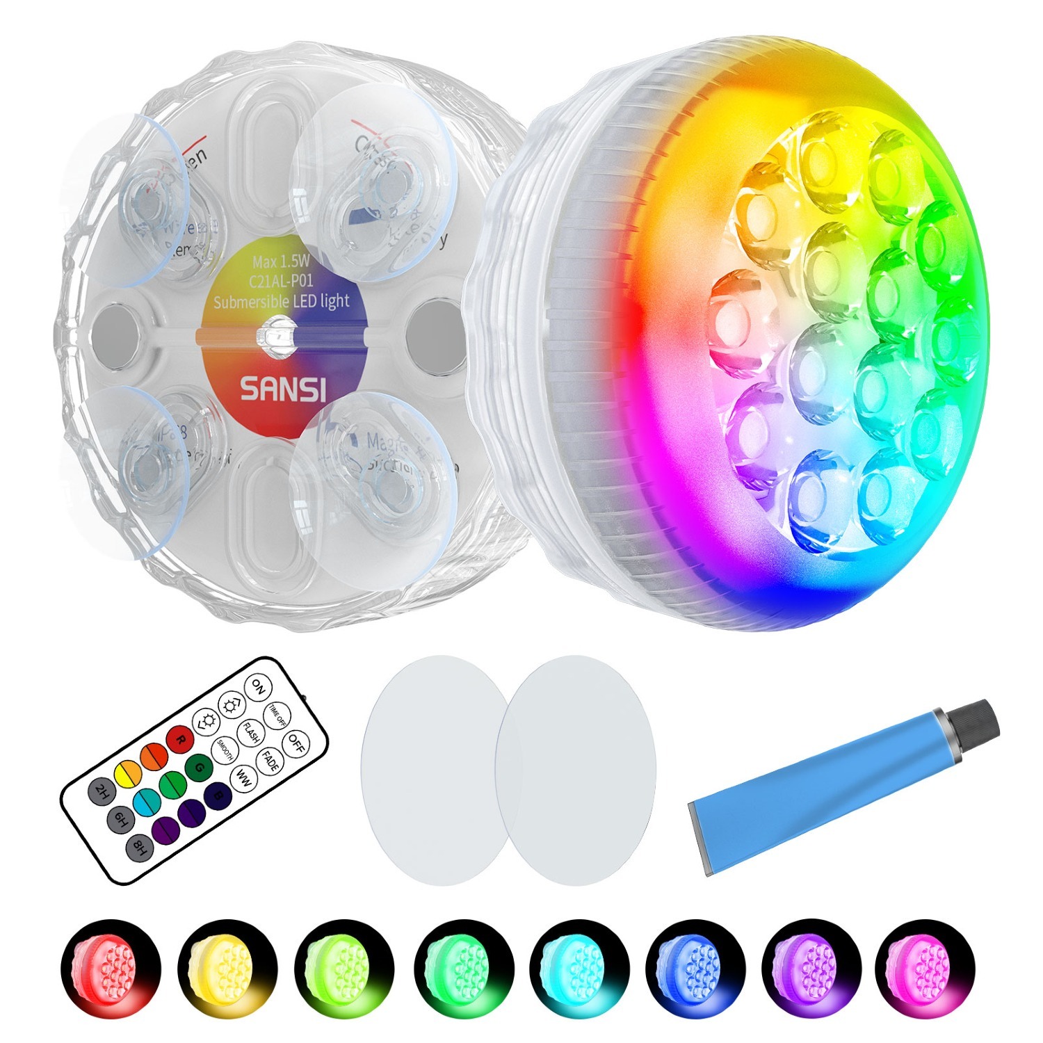 SANSI 2-Pack Battery Operated Waterproof Pool Lights for In-ground Pool $9 More Free Shipping w/ Prime or orders $35