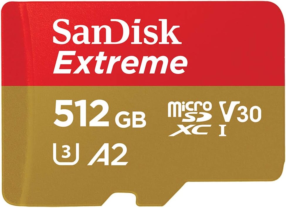 SanDisk 512GB Extreme microSDXC UHS-I Memory Card with Adapter - Up to 160MB/s, C10, U3, V30, 4K, A2, Micro SD - SDSQXA1
