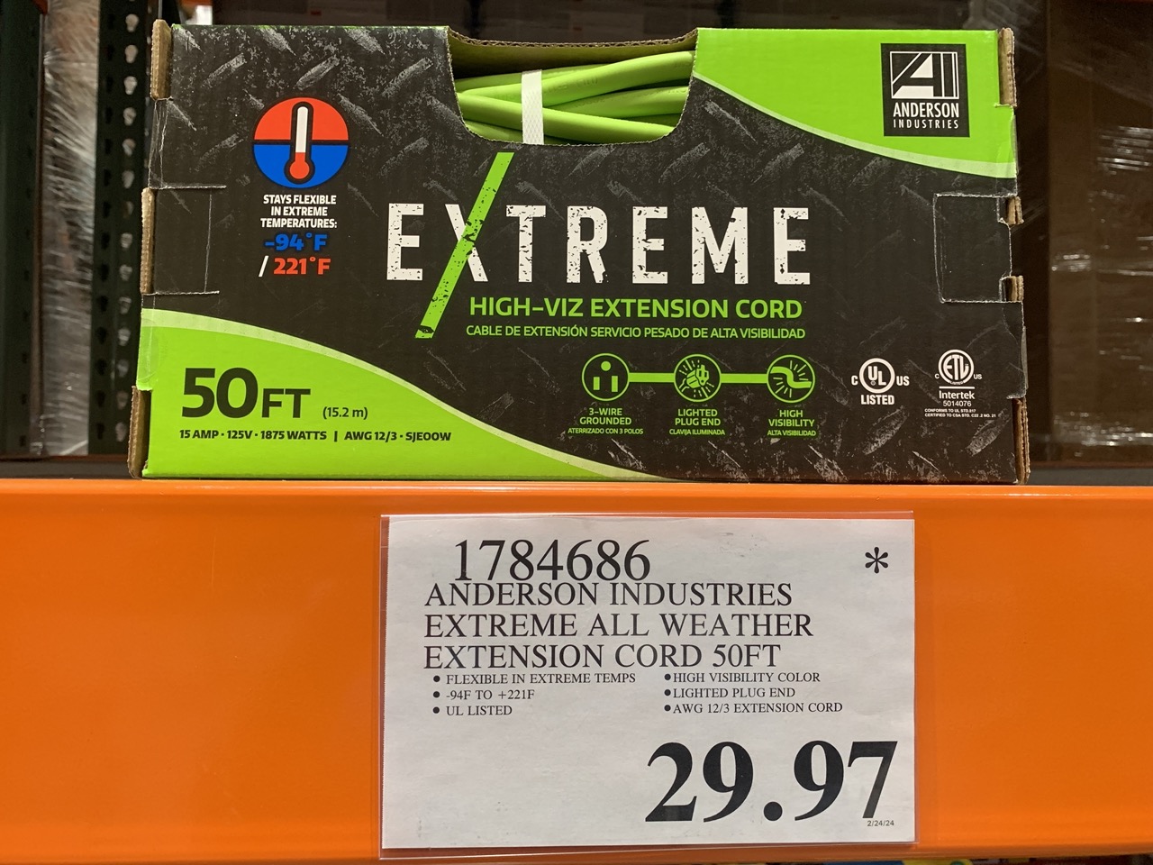 Select Costco Stores 50 Anderson Industries 12/3 Extreme All-Weather Extension Cord in-warehouse only Price/Availability