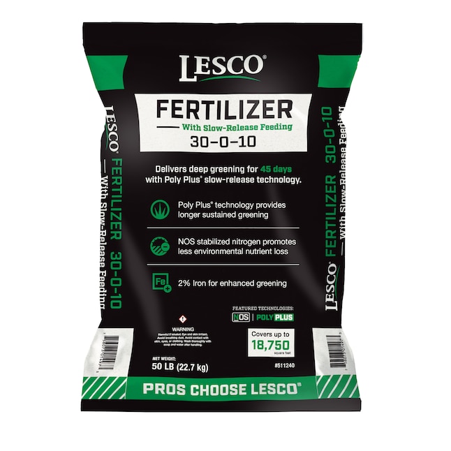 Select Lowes Stores 50-lb Lesco 18750-sq ft 30-0-10 All-purpose Fertilizer 5 for $174 More Free Store Pickup limited loc
