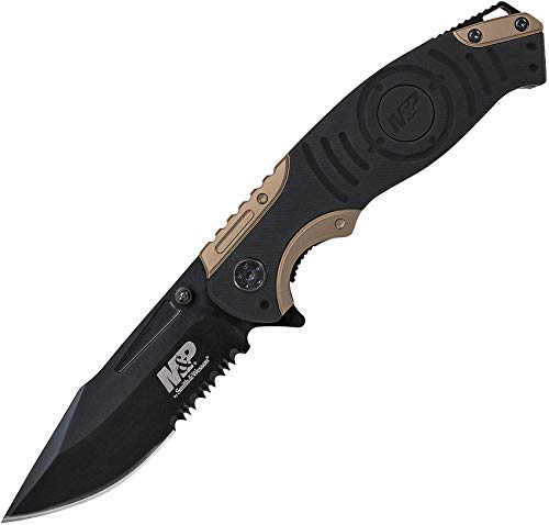 Smith Wesson M P SWMP13BS 8.2in High Carbon S.S. Folding Knife with 3.5in Serrated Clip Point Blade $16.79 Free Shipping
