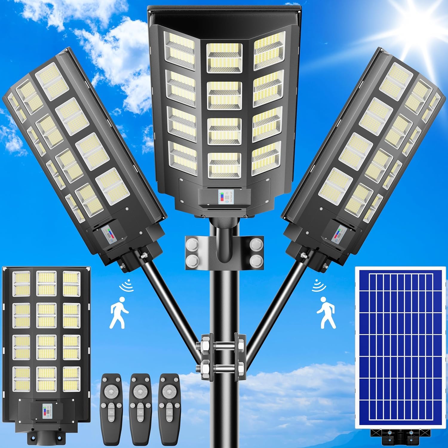 Solar Street Lights Outdoor Waterproof 360000LM 7000K, 3-Pack $305.10 at Woot via Amazon