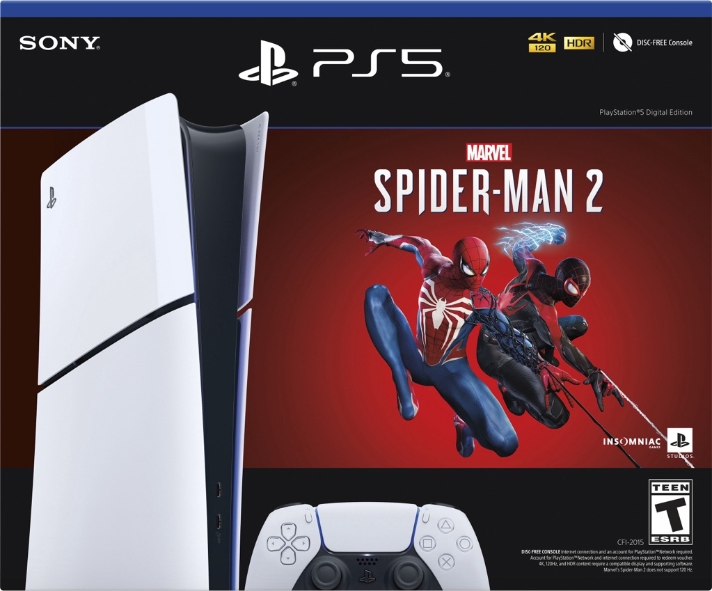 Sony Interactive Entertainment PlayStation 5 Slim Console Digital Edition Marvels Spider-Man 2 Bundle Full Game Download