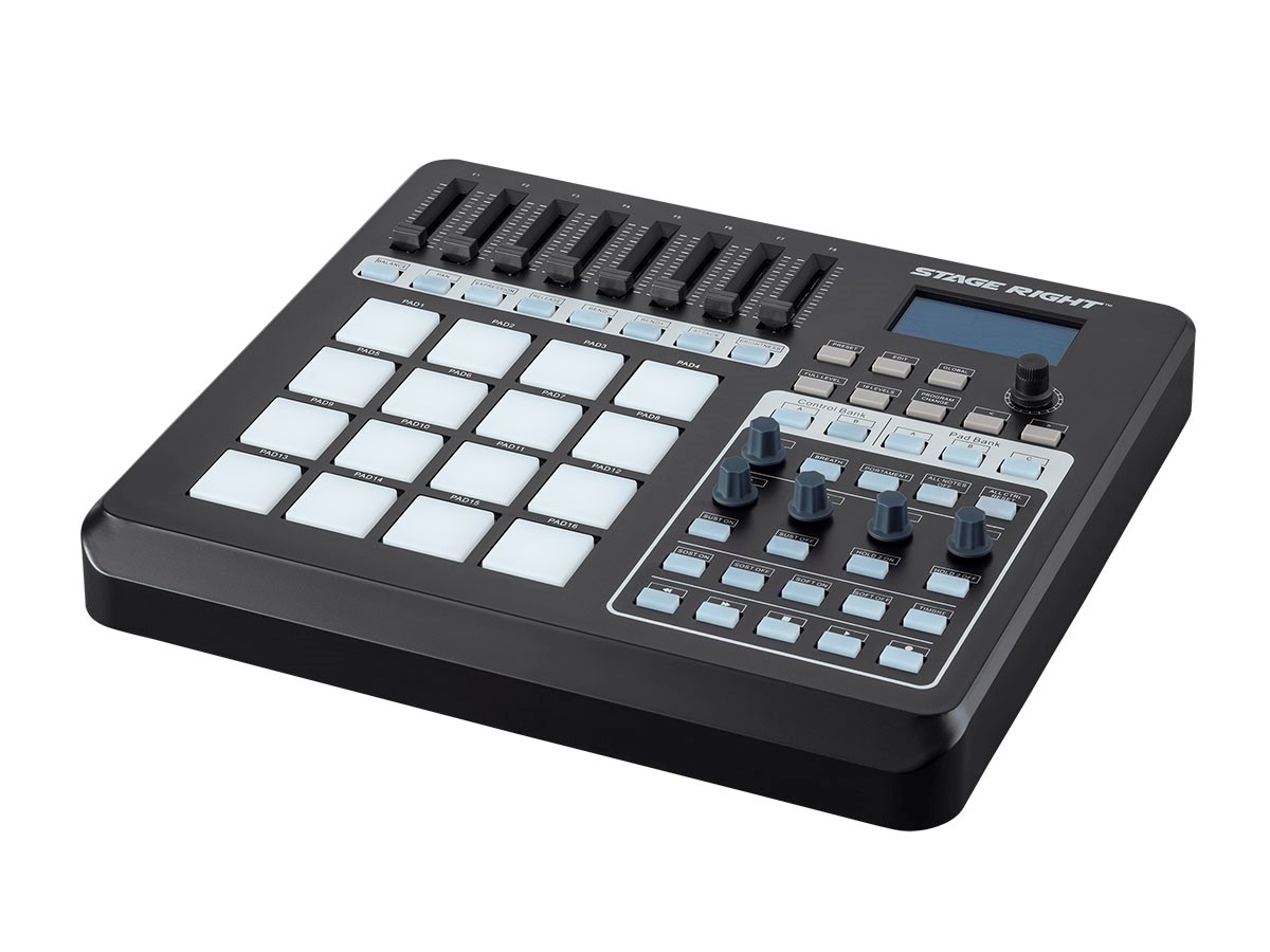 Stage Right by Monoprice SRP200 USB MIDI Pad Controller, 16x RGB Velocity-Sensitive Pads, 8x Sliders $49.49 Free Ship