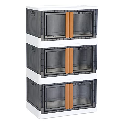 Storage Cabinet - Plastic Shelves Bins with Lids, 19 Gal collapsible, Stackable, 3 or 4 Pack - $21/each - $59.99 3/pack 