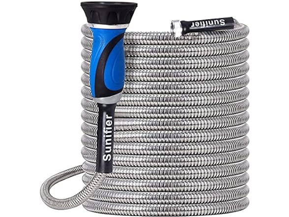 Sunifier Metal Garden Hose with Nozzle - $19.99 - Free shipping for Prime members - $19.99