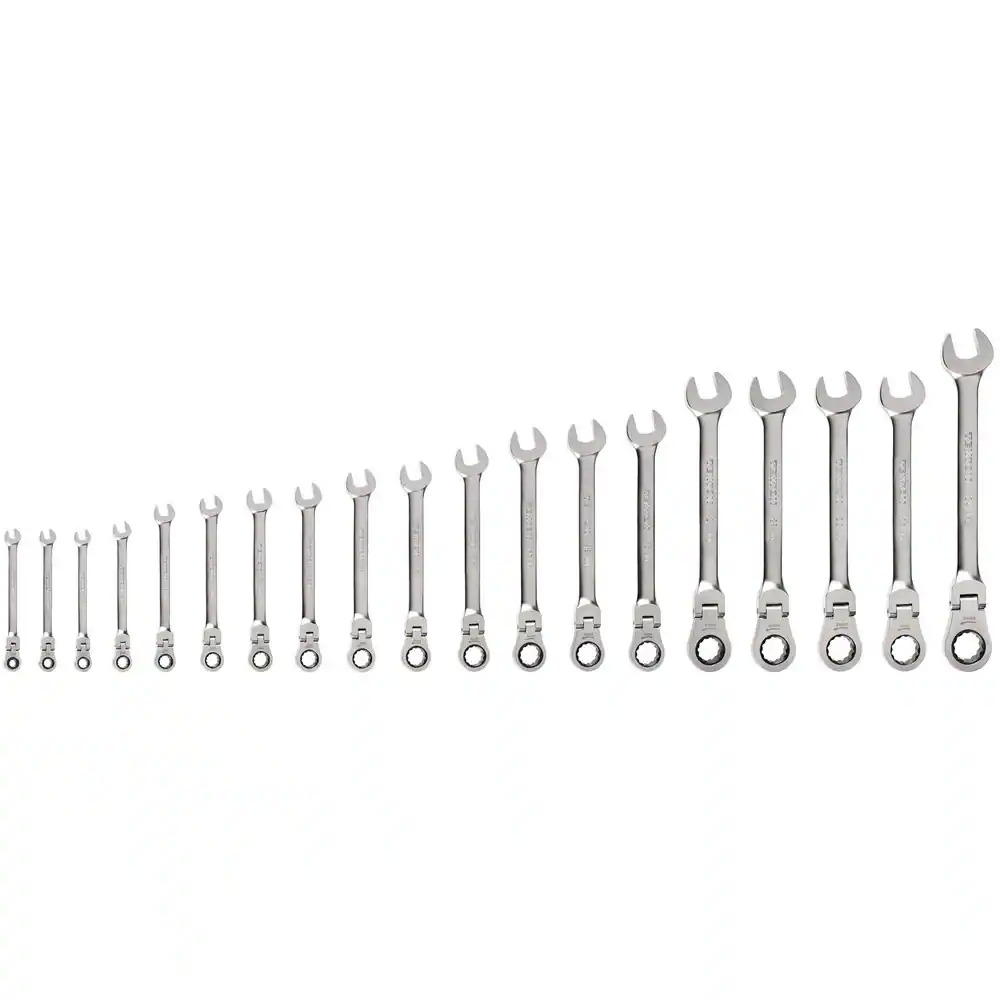TEKTON 19-Piece 6-24 mm Flex Head 12-Point Ratcheting Combination Wrench Set $207