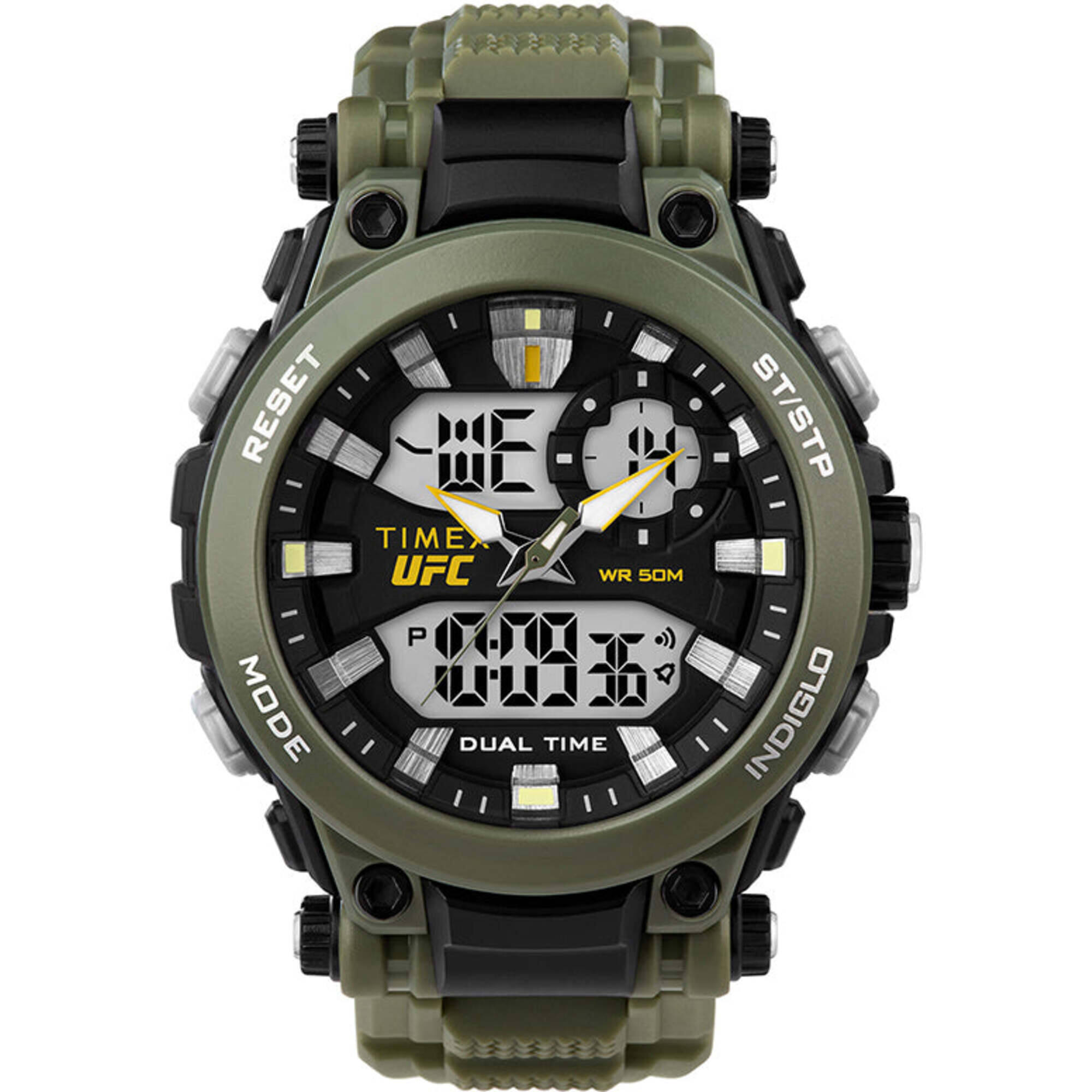 Timex Mens Watch - UFC Impact Analog-Digital Black Dial Green Strap TW5M52900JT $30.56