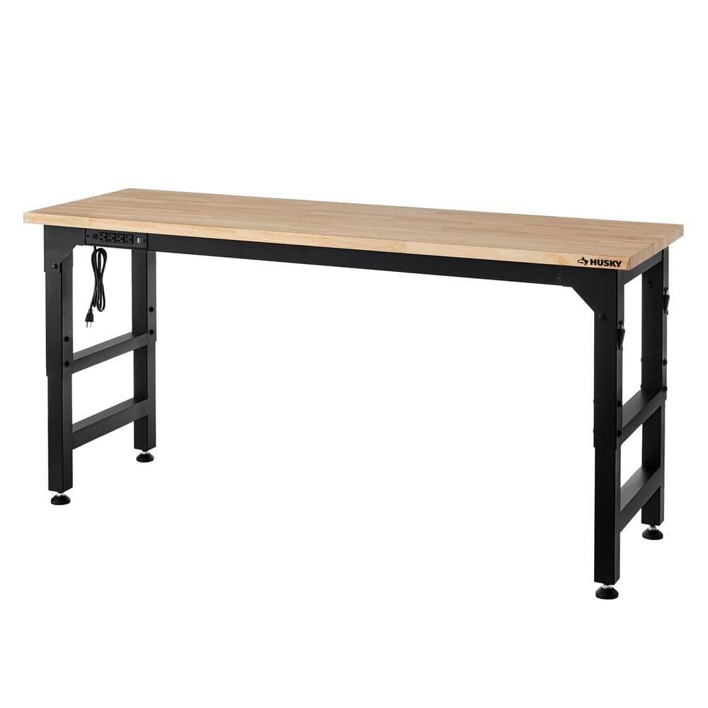 Today Only 6 Husky Adjustable Height Solid Wood Top Workbench Black $221 Free Ship to Home Depot