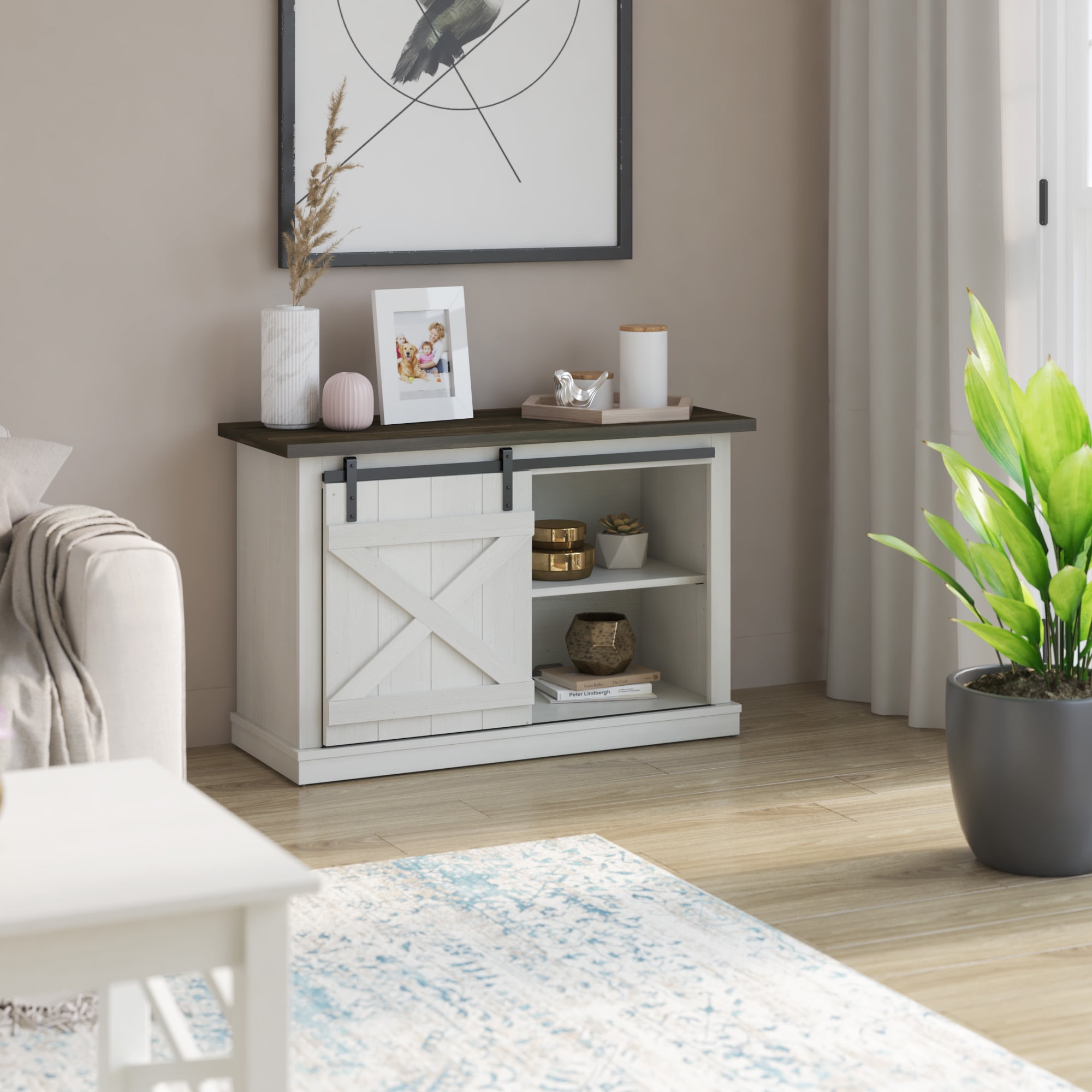TwinStar Home Sliding Barn Door Farmhouse Cabinet/ TV Stand w/ 2 Adjustable Shelves 3 colors, Upto 49 TV $76.14 Free Shi
