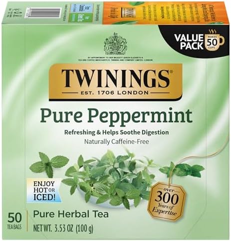 Twinings of London Pure Peppermint Herbal Tea Bags, 50 Count Pack of 6 $13.38 Free Shipping w/ Prime or on $35