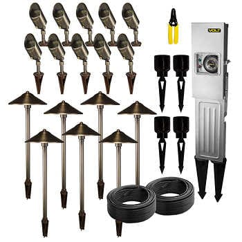 VOLT Landscape Lighting 17-piece Path Area Light LED Starter Kit Costco $699.99