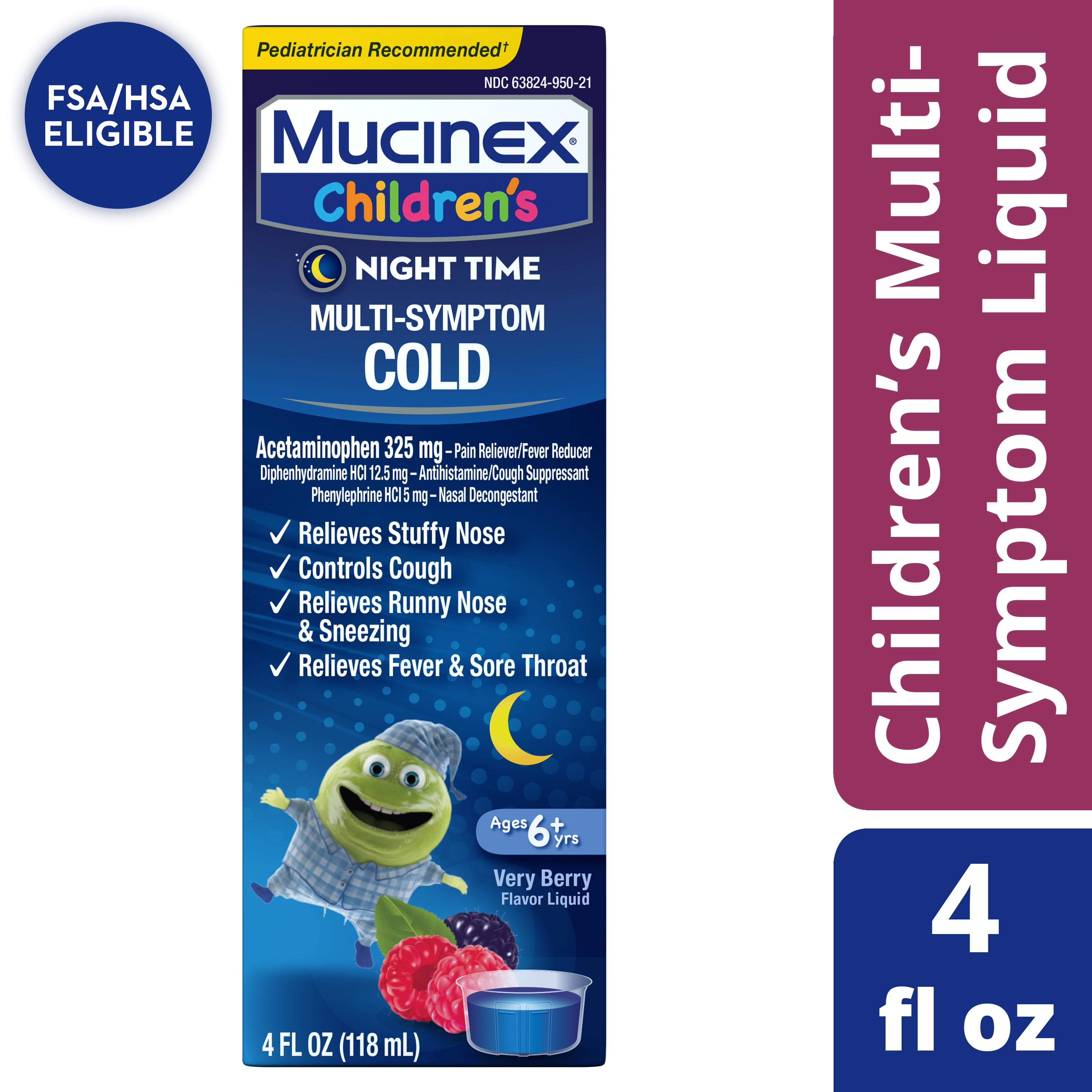 Walmart Members 4oz Mucinex Childrens Night Time Cold Medicine Mixed Berry $5 Walmart Cash $2.65 Free Shipping
