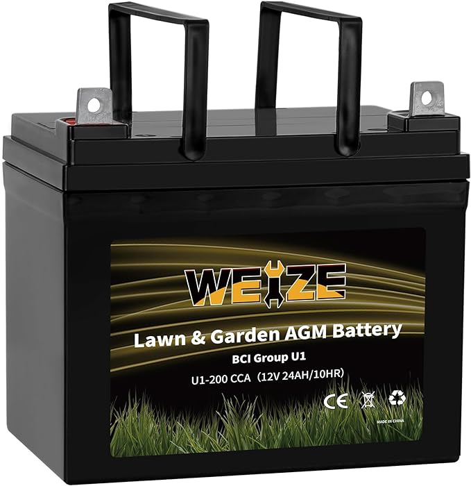 Weize Size U1 AGM Lawn and Garden Zero Turn / Riding Mower Maintenance Free Battery 200CCA 35AH Free Shipping $51.29
